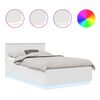 vidaXL Voodi raam LED -ribatuledega peaga Valge 135 x 190 cm Tehispuit
