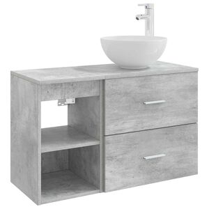 vidaXL Vannitoa m&ouml;&ouml;bleset 2 pcs Betoonhall Tehispuit