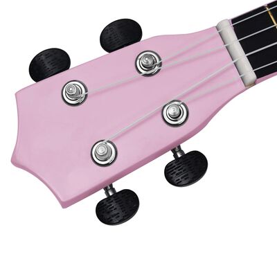 vidaXL sopran ukulele komplekt kotiga lastele roosa 23"