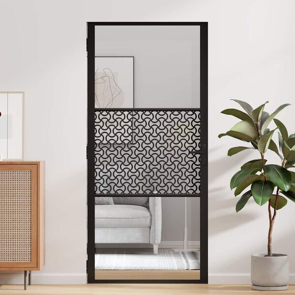 vidaXL Siseuks Must 93 x 201.5 cm Karastatud klaas ja alumiinium