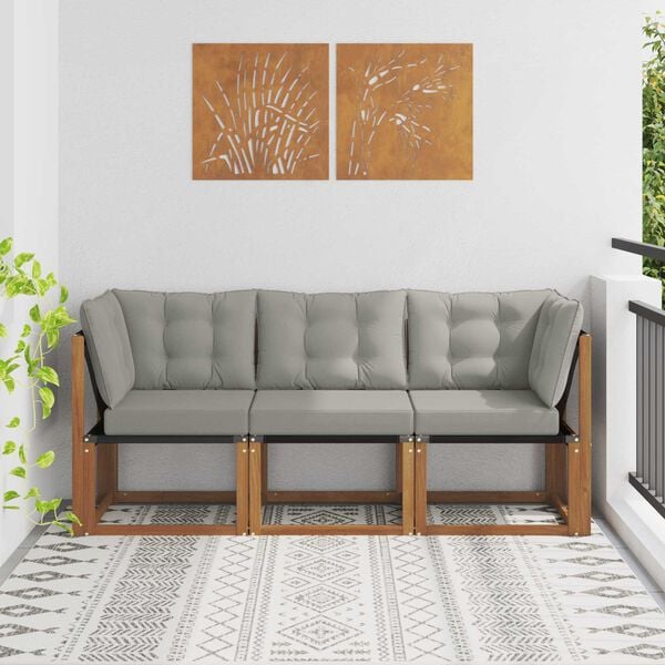 vidaXL Aed ja nurga diivan padjaga 3 T&uuml;kk Neutraalne