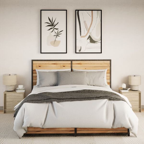 vidaXL &ouml;&ouml;kapid LED-valgustusega 2 tk, Sonoma tamm, tehispuit