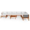 vidaXL 9-osaline aiamööblikomplekt patjadega, kreemikaspuidust, akaatsia ja köis