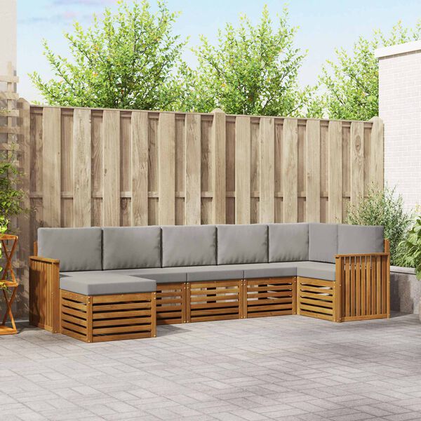 vidaXL Nurgadiivanikomplekt padjaga 7 pcs Looduslik ja Hele Hall