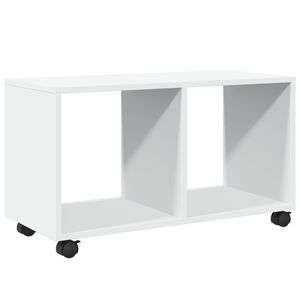 vidaXL ratastel kapp, valge, 72x33x42,5 cm, tehispuit