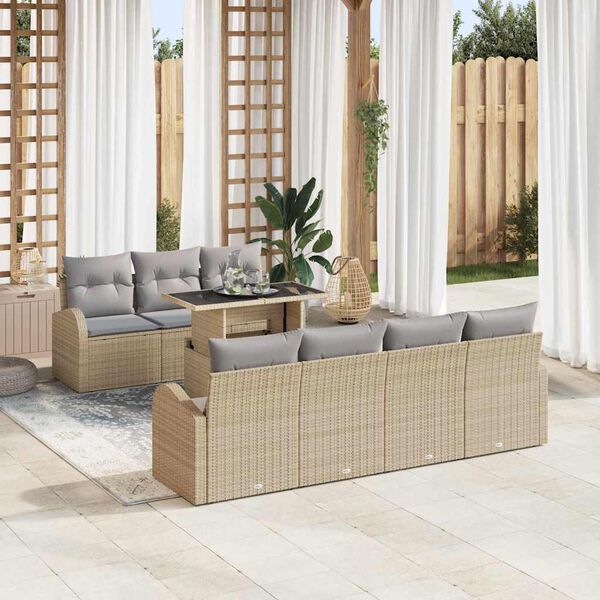 vidaXL Aia Diivanikomplekt padjaga padjaga 8 pcs Beež Pol&uuml; Rattan