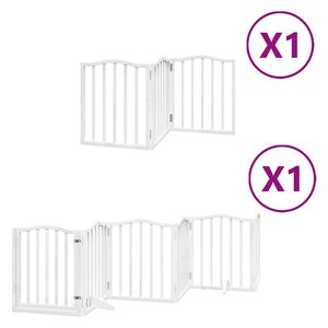 vidaXL kokkupandav koerav&auml;rav uksega, 9 paneeli, valge 450 cm, pappel