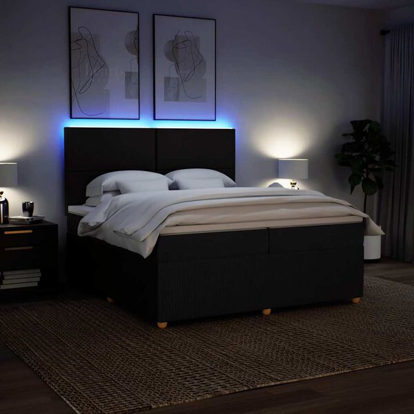 vidaXL kontinentaalvoodi madratsiga, must, 200x200 cm, kangas