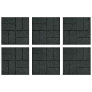 vidaXL Sammukhind 6 pcs Must 40,5 x 40,5 x 2 cm Kumm