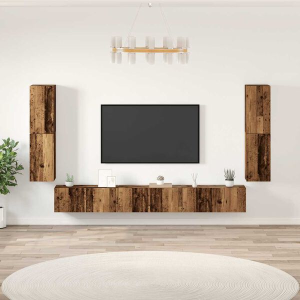 vidaXL 5-osaline telerikapi komplekt Seinale kinnitatav vana puidust