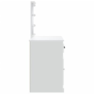 vidaXL LED-valgustusega tualettlaud, valge, 90 x 42 x 132,5 cm