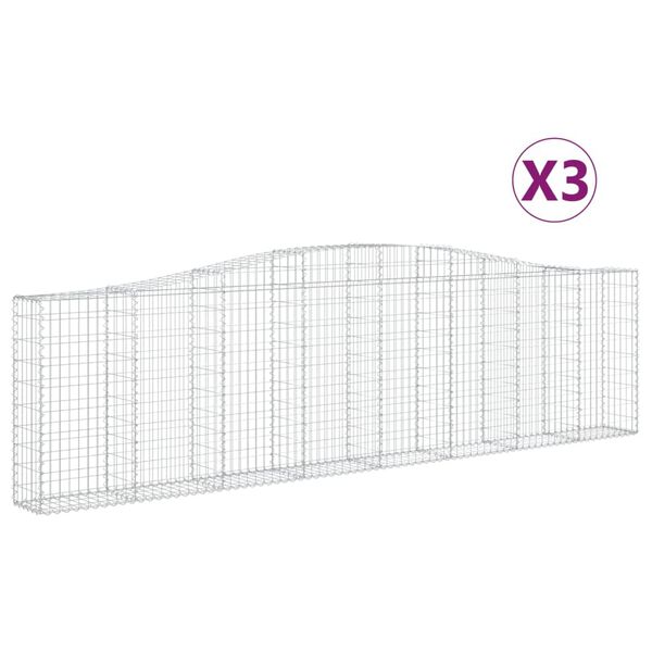 vidaXL kaarekujulised gabioonkorvid 3 tk, 400x30x100/120 cm, raud