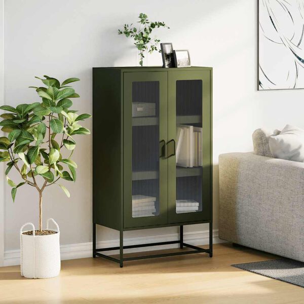 vidaXL Highboard Olive Green 68x39x123 cm Teras