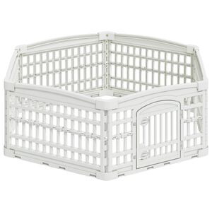 vidaXL 6 Paneeli Koera M&auml;nguaed Valge 122 x 106 x 40 cm Plastmass