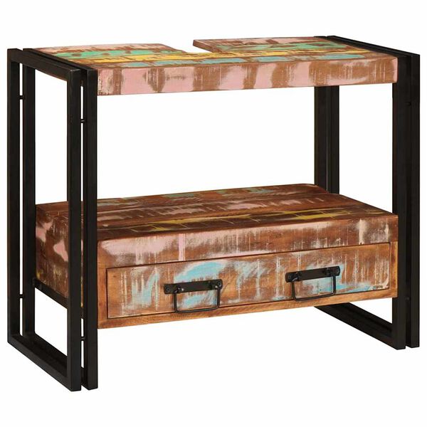 vidaXL Peegli kapp Mitmev&auml;rviline 71 x 33 x 58 cm Tugev taastatud puit