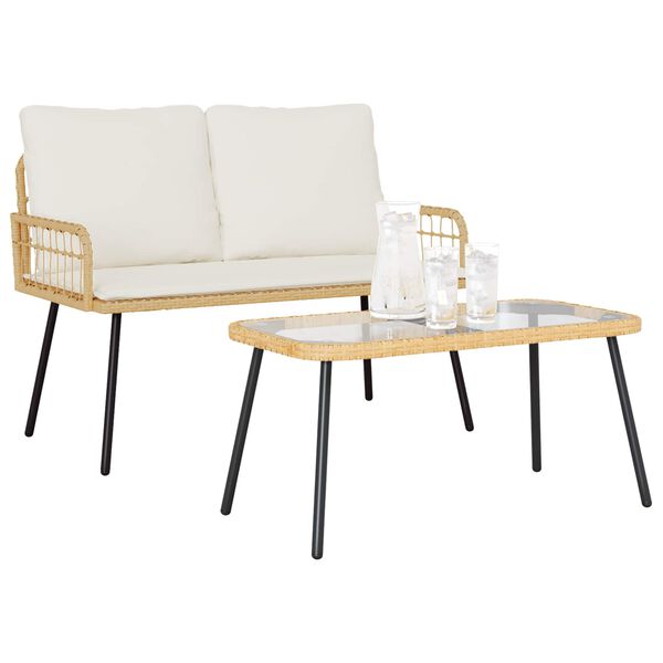 vidaXL Aia söögilaudade komplekt 2 pcs Neutraalne polürotang