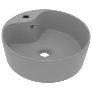 vidaXL valamu &uuml;levooluavaga matt helehall 36 x 13 cm keraamiline