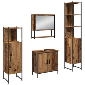 vidaXL Vannitoa m&ouml;&ouml;bleset 4 pcs Pruun 33 x 33 x 185.5 cm Tehispuit