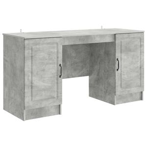 vidaXL Laud riiuliga uksega Betoonhall 142,5 x 50 x 75 cm Tehispuit