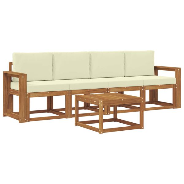 vidaXL V&auml;li diivanikomplekt padjaga 5 pcs Looduslik ja kreem