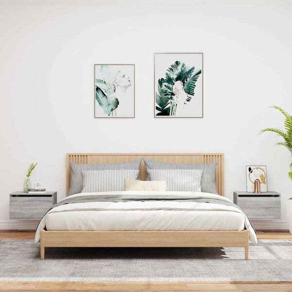 vidaXL seinale kinnitatavad &ouml;&ouml;kapid LED-tuledega 2 tk, hall Sonoma