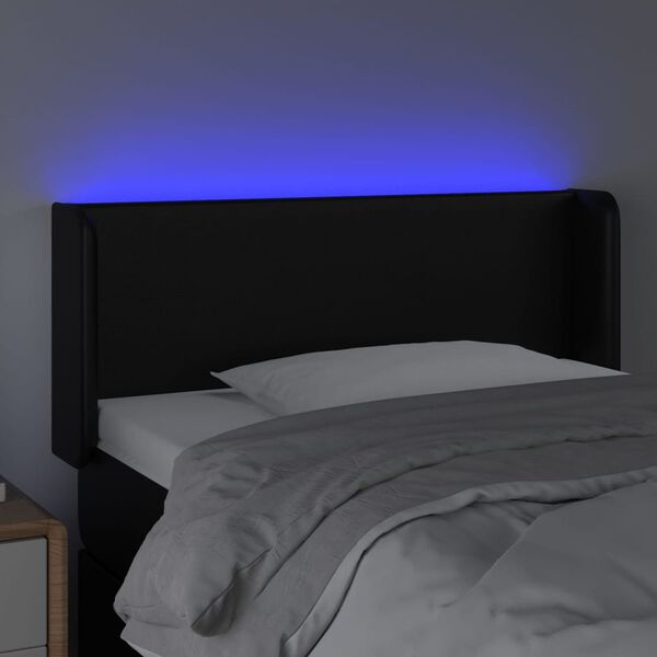 vidaXL LED-voodipeats, must, 103x16x78/88 cm, kunstnahk
