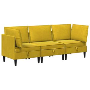 vidaXL Elutoa m&ouml;&ouml;bliseade padjaga ladustamisega 3 pcs Kollane Samet