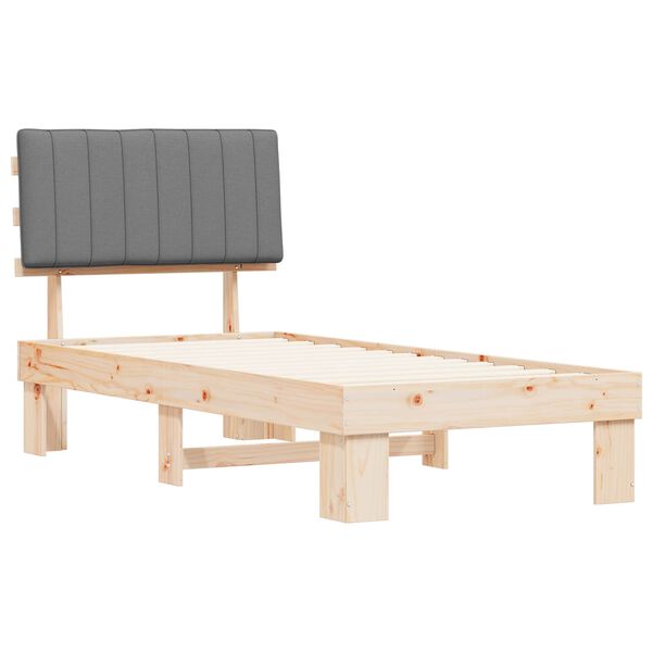 vidaXL Voodiraam Pehme Peatoega peaga Helehall 90 x 190 cm Tahke m&auml;nd