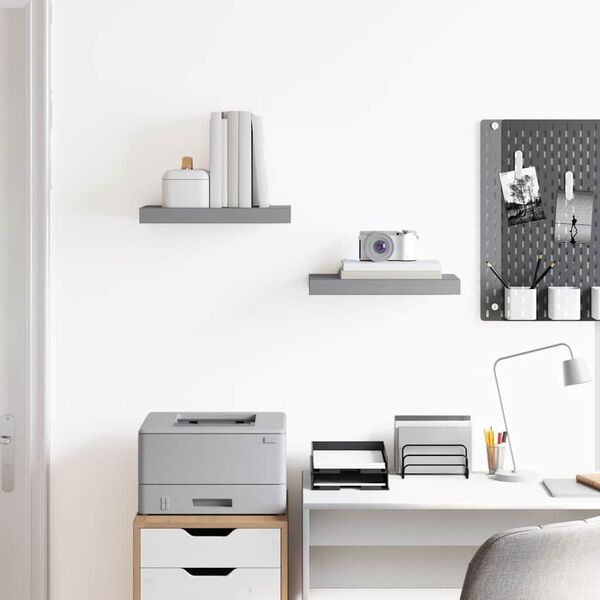 vidaXL seinariiulid, 2 tk, hall, 40 x 23 x 3,8 cm MDF