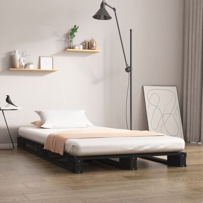 vidaXL kaubaalustest voodi, must, 100 x 200 cm, männipuit