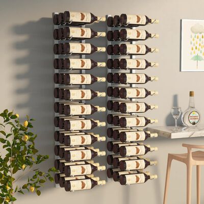 vidaXL seinale kinnitatav veiniriiul 36 pudelile 2 tk, valge, raud