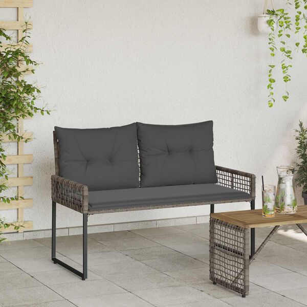 vidaXL V&auml;libank padjaga Hall 118 x 55 x 82 cm PE Rattan ja kangas