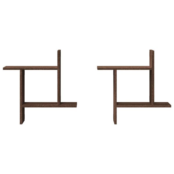 vidaXL seinariiulid 2 tk, pruun tamm, 50x12x50 cm, tehispuit