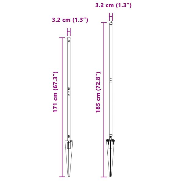 vidaXL Aiapost Muu 52 pcs Hall 3,2 x 3,2 x 140 cm Teras