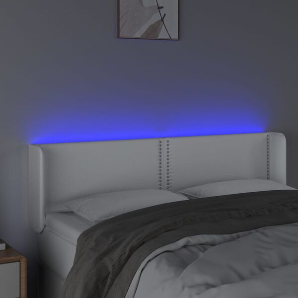 vidaXL LED-voodipeats, valge, 147x16x78/88 cm, kunstnahk