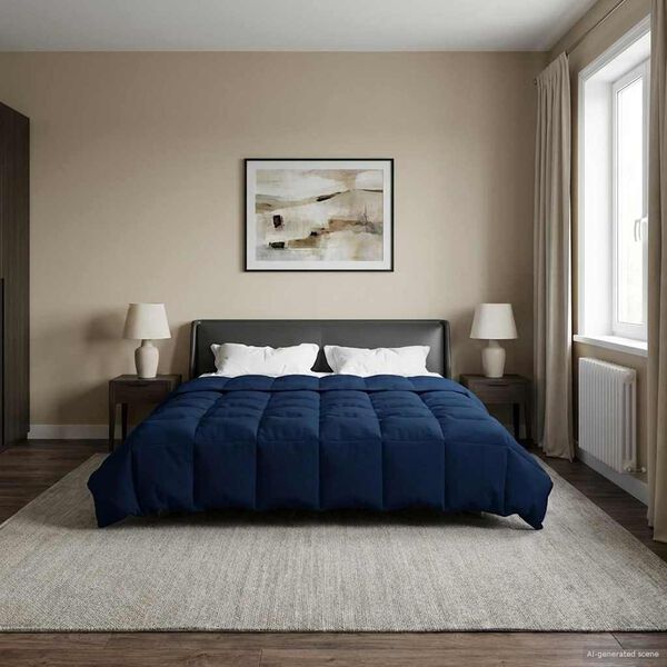 vidaXL Talve tek Rapistatud Tumesinine 200 x 220 cm Mikrokiud