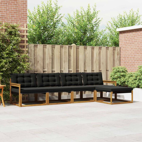 vidaXL V&auml;li diivanikomplekt padjaga 5 pcs Looduslik ja must