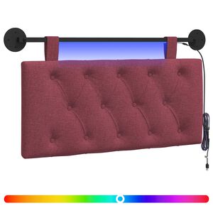 vidaXL Rippuv voodipeats LED-valgustusega Veinpunane kangas