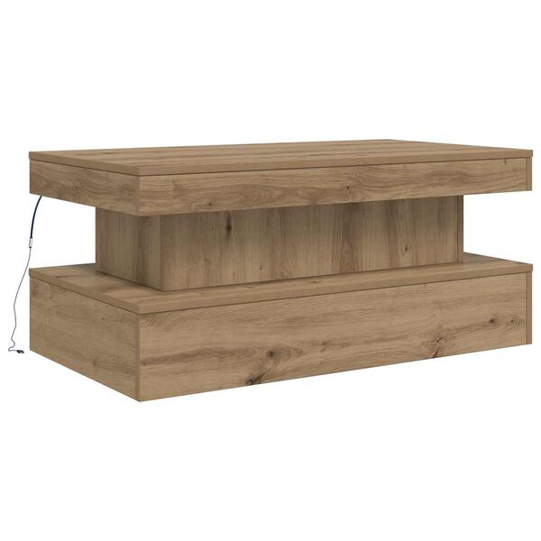 vidaXL kohvilaud LED-tuledega, k&auml;sit&ouml;&ouml;tamm, 90x50x40 cm