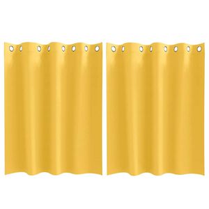 vidaXL Kardinad r&otilde;ngastega 2 pcs Kollane sinep 140 x 140 cm Pol&uuml;ester