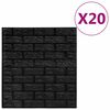 vidaXL 3D tapeet, tellised, iseliimuvad, 20 tk, must