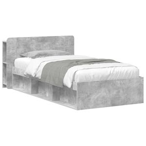 vidaXL Voodiraam ladustamisega peaga Betoonhall 100 x 200 cm Tehispuit