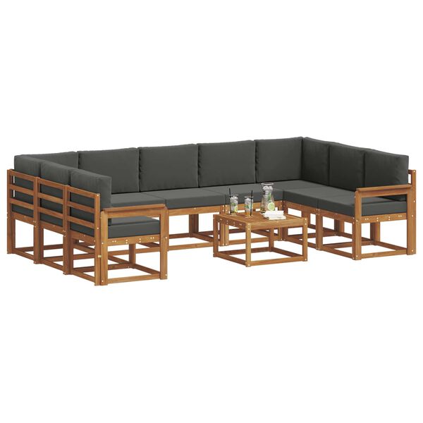 vidaXL V&auml;li diivanikomplekt padjaga 10 pcs Looduslik ja antriit