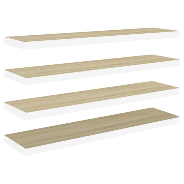 vidaXL seinariiulid, 4 tk, tamm ja valge, 90 x 23,5 x 3,8 cm MDF