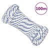 vidaXL paadik&ouml;is, valge, 3 mm, 100 m, pol&uuml;prop&uuml;leen