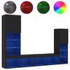 vidaXL 4-osaline telerikappide komplekt LED-tuledega, must, tehispuit
