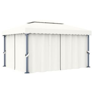 vidaXL varjualune kardinaga 4 x 3 m, kreemjasvalge, alumiinium
