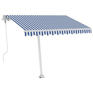 vidaXL automaatne varikatus, tuuleandur, LED, 300x250 cm sinine, valge