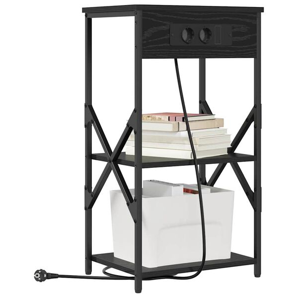 vidaXL &Ouml;&ouml;lambi kapp riiuliga Must tamm 41 x 31 x 76 cm Tehispuit