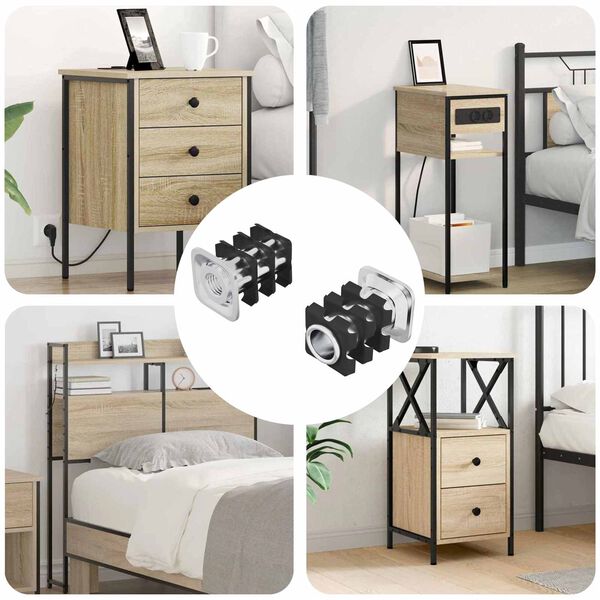 vidaXL Keermega toru sisestus 2 pcs Must ja h&otilde;bedane Tsinkteras